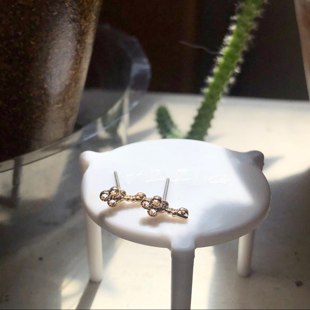 Gold key earring studs
